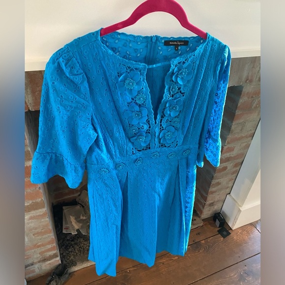 Nanette Lepore Azul 3D Flower Lace Overlay Dress size 4 Old Money Luxurious Rich - Picture 6 of 8